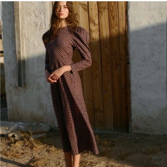 Doen Vittoria Dress Women’s Size Medium Midi Long Sleeve Harbor Medallion Blue - Picture 2 of 15